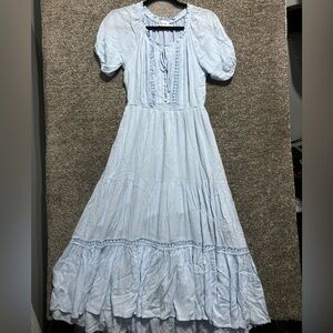 Hello Molly High Above The Clouds Midi Dress Blue Size Small Cottagecore